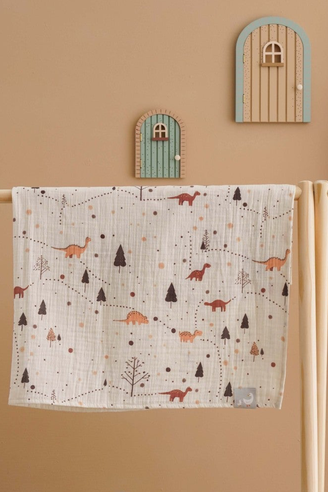 Müslin Bebek Örtüsü-DinoDrift 100x100