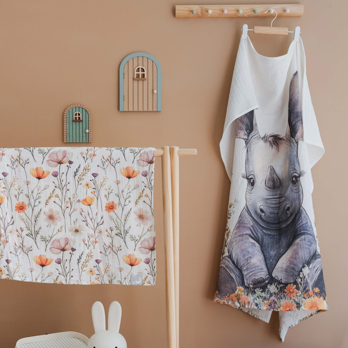 Müslin Bebek Örtüsü - Rina Rhino 100x100