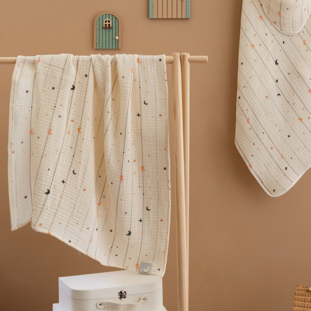 Moonloops Yumuşak Dokulu 4 Kat Müslin Bebek Örtüsü