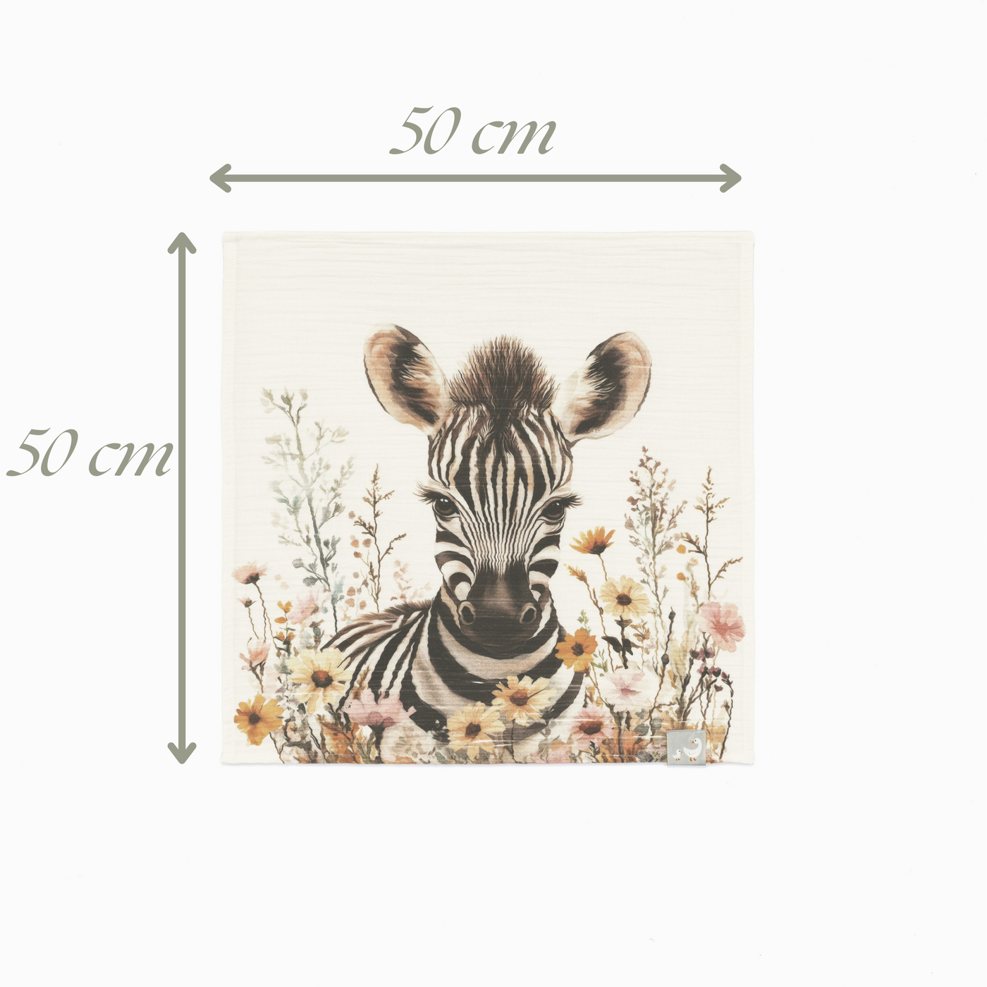 Zeni Zebra desenli %100 pamuk müslin bebek örtüsü 50x50 cm