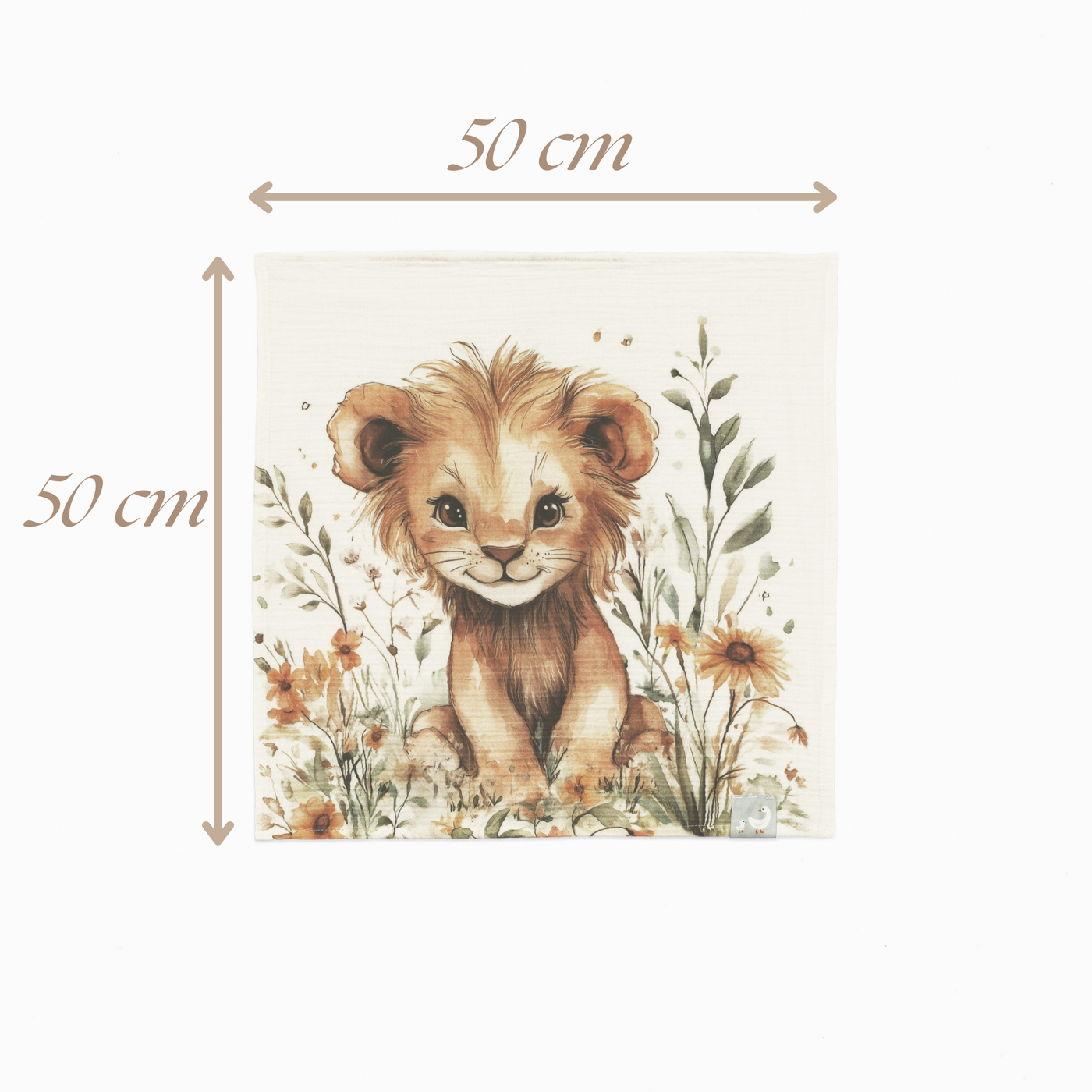 Sunny Lion desenli %100 pamuk müslin bebek örtüsü 50x50 cm