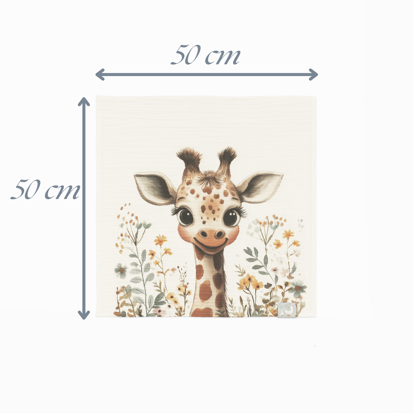 Baby Giraffe desenli %100 pamuk müslin bebek örtüsü 50x50 cm