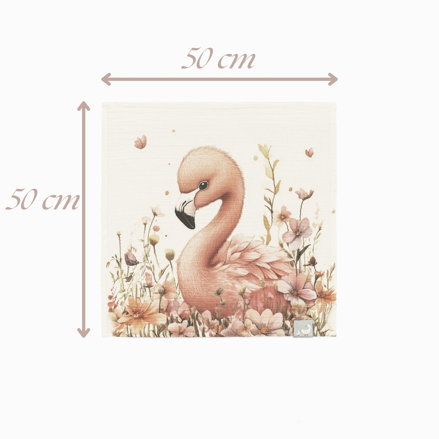 Baby Flamingo desenli %100 pamuk müslin bebek örtüsü 50x50 cm