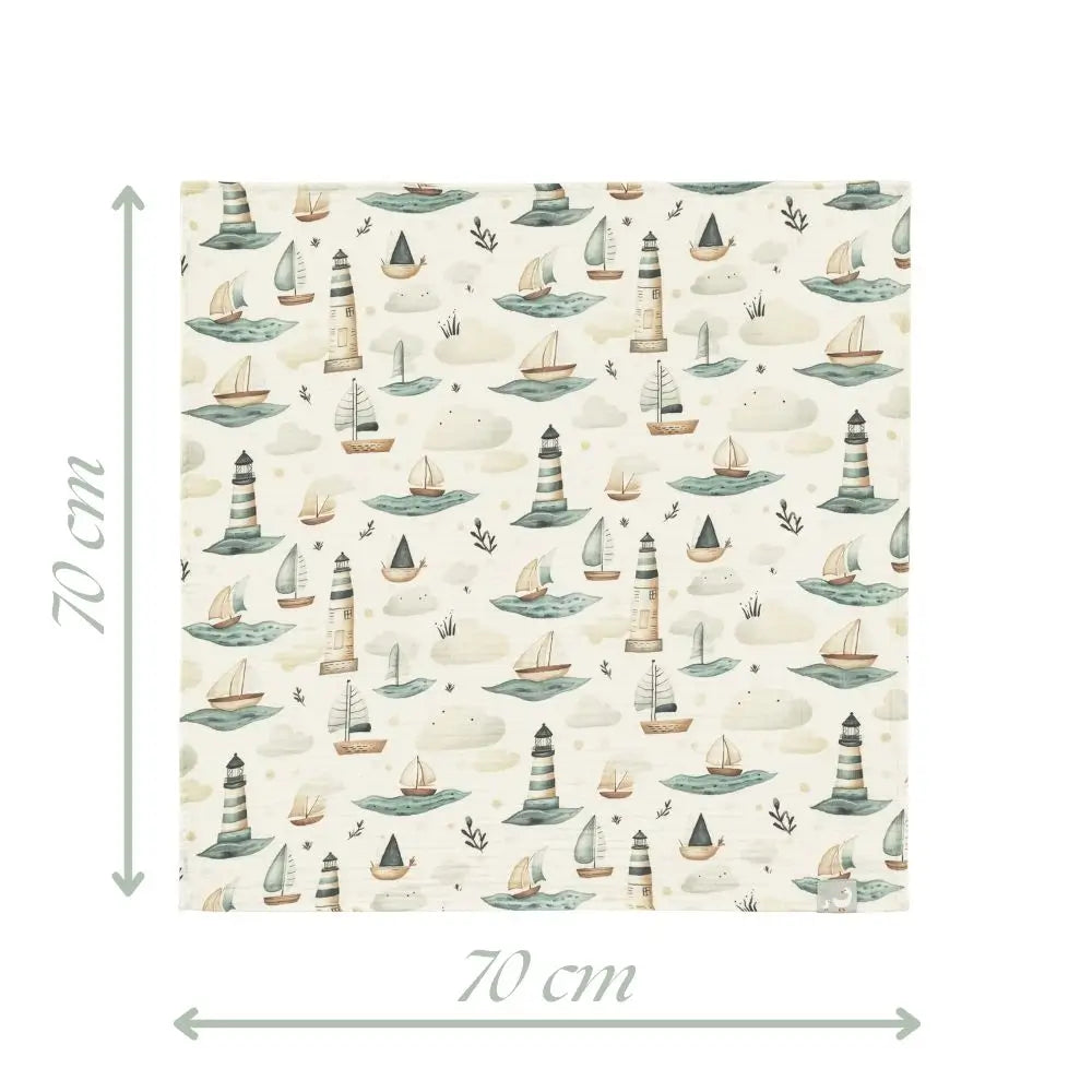 70x70 cm Müslin Bebek Örtüsü - Little Mariner