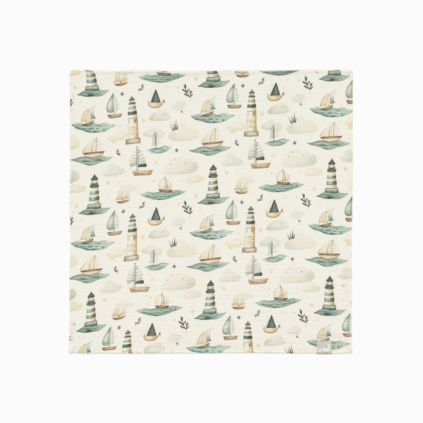 Little Mariner desenli %100 pamuk müslin bebek örtüsü 70x70 cm