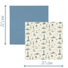 Mavi tonlarında deniz desenli ve düz mavi renkli 2'li müslin örtü seti ölçü diyagramı 70x70 cm