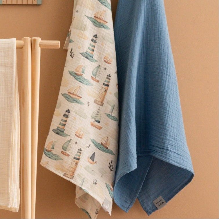 Müslin Bebek Örtüsü-Little Mariner 100x100