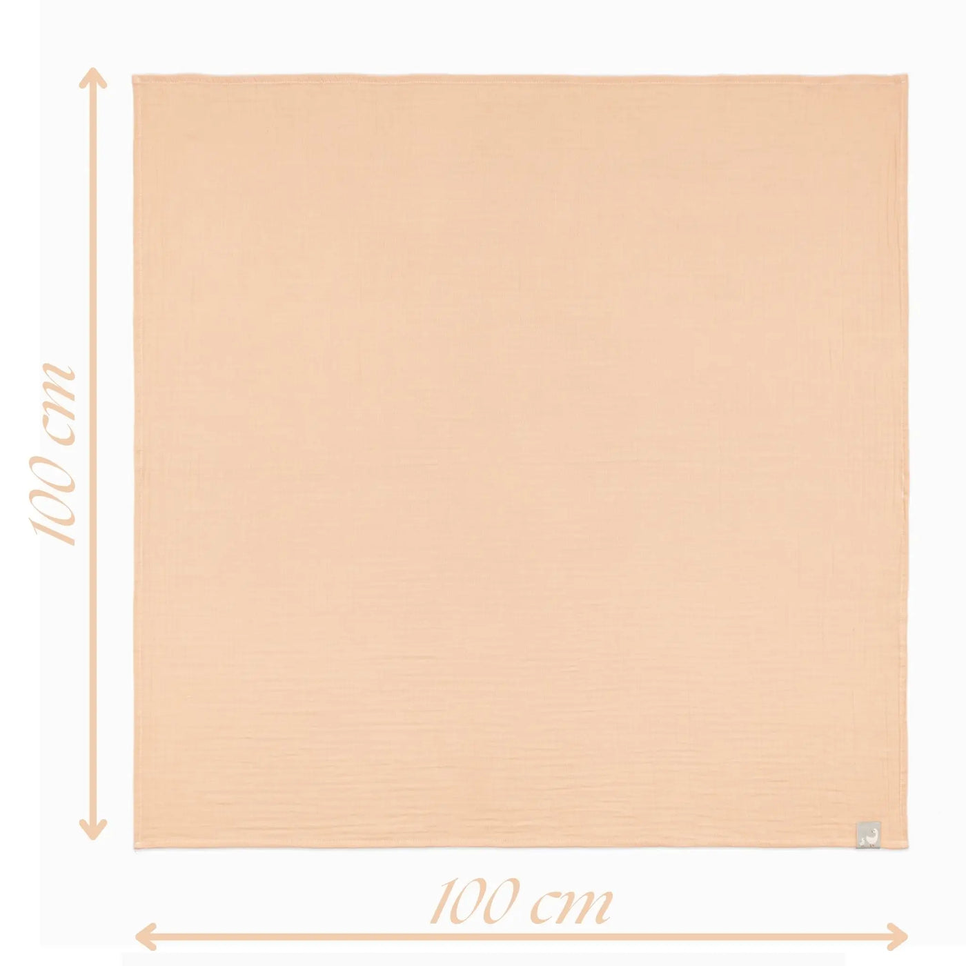 Somon renkli düz müslin bebek örtüsü ölçü diyagramı 100x100 cm