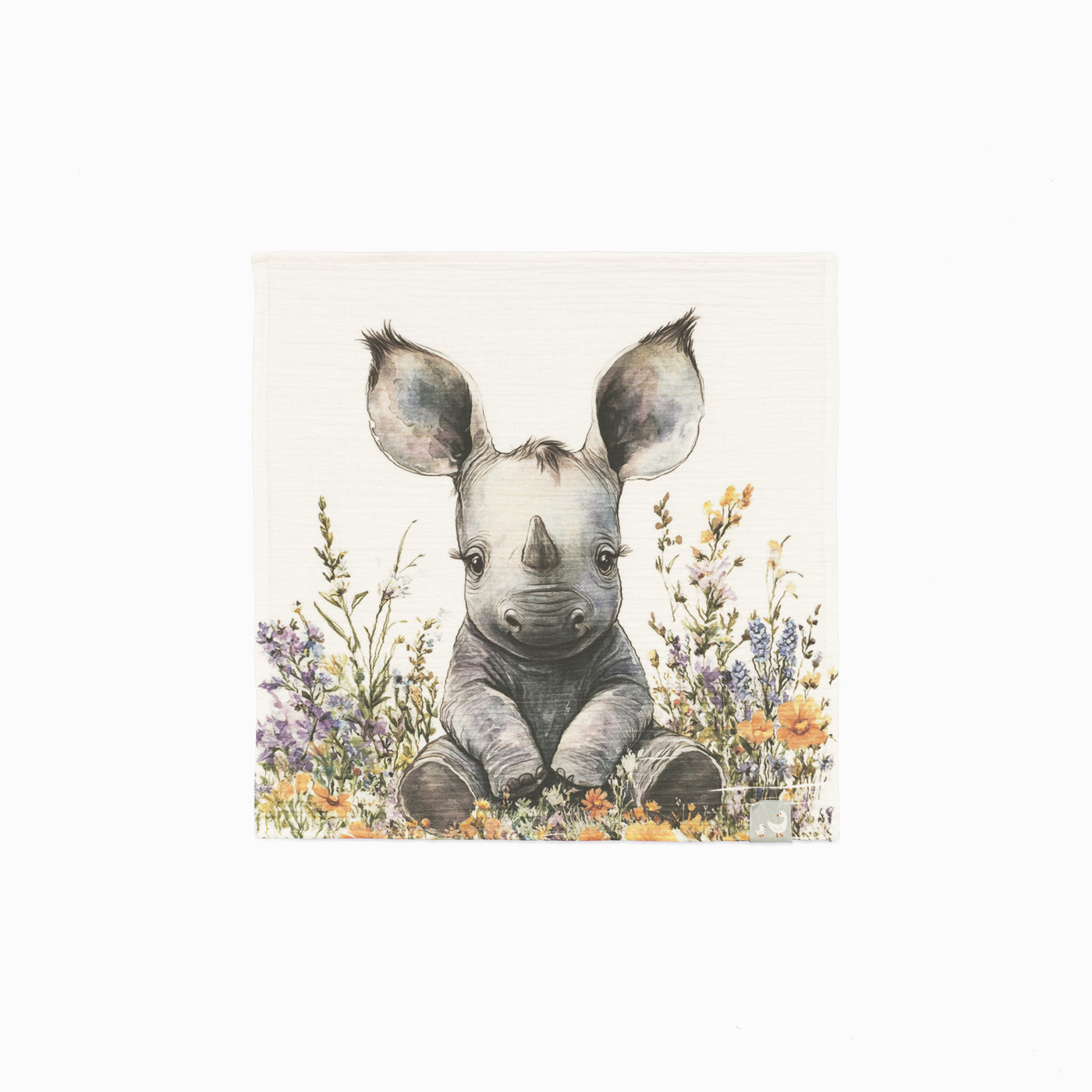 Rina Rhino desenli %100 pamuk müslin bebek örtüsü 50x50 cm