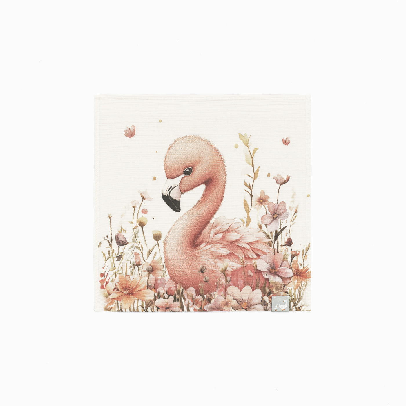 Baby Flamingo desenli %100 pamuk müslin bebek örtüsü 50x50 cm