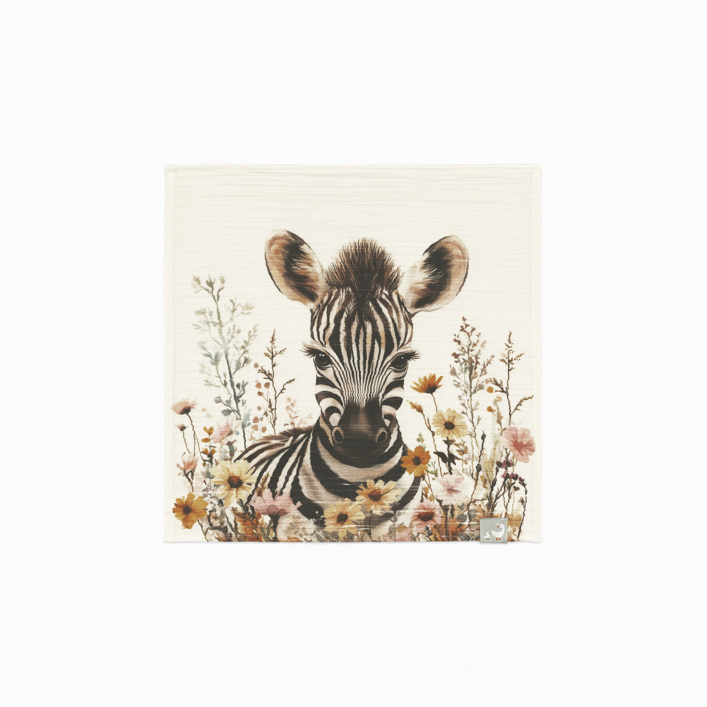 Zeni Zebra desenli %100 pamuk müslin bebek örtüsü 50x50 cm