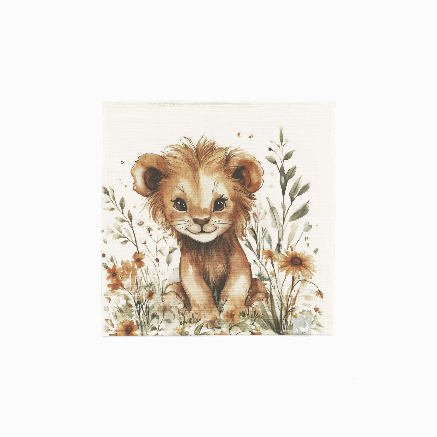 Sunny Lion desenli %100 pamuk müslin bebek örtüsü 50x50 cm