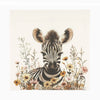 Beyaz arka planda Zebra ve çiçek desenli %100 pamuk müslin bebek örtüsü 100x100 cm
